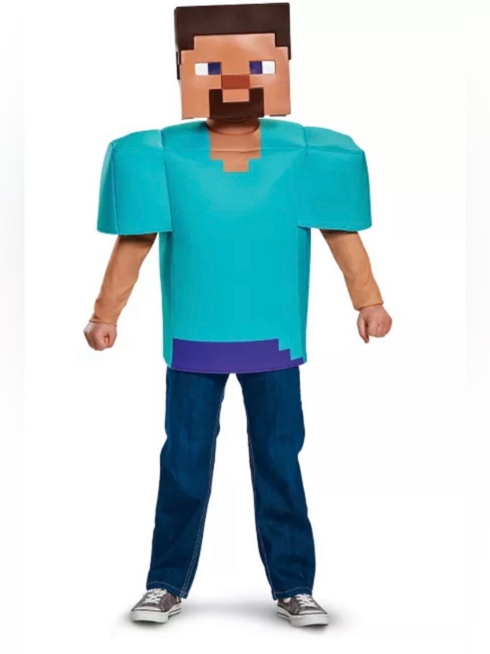 Steve Classic Minecraft Costume, Halloween, Cosplay For Kids L 10-12